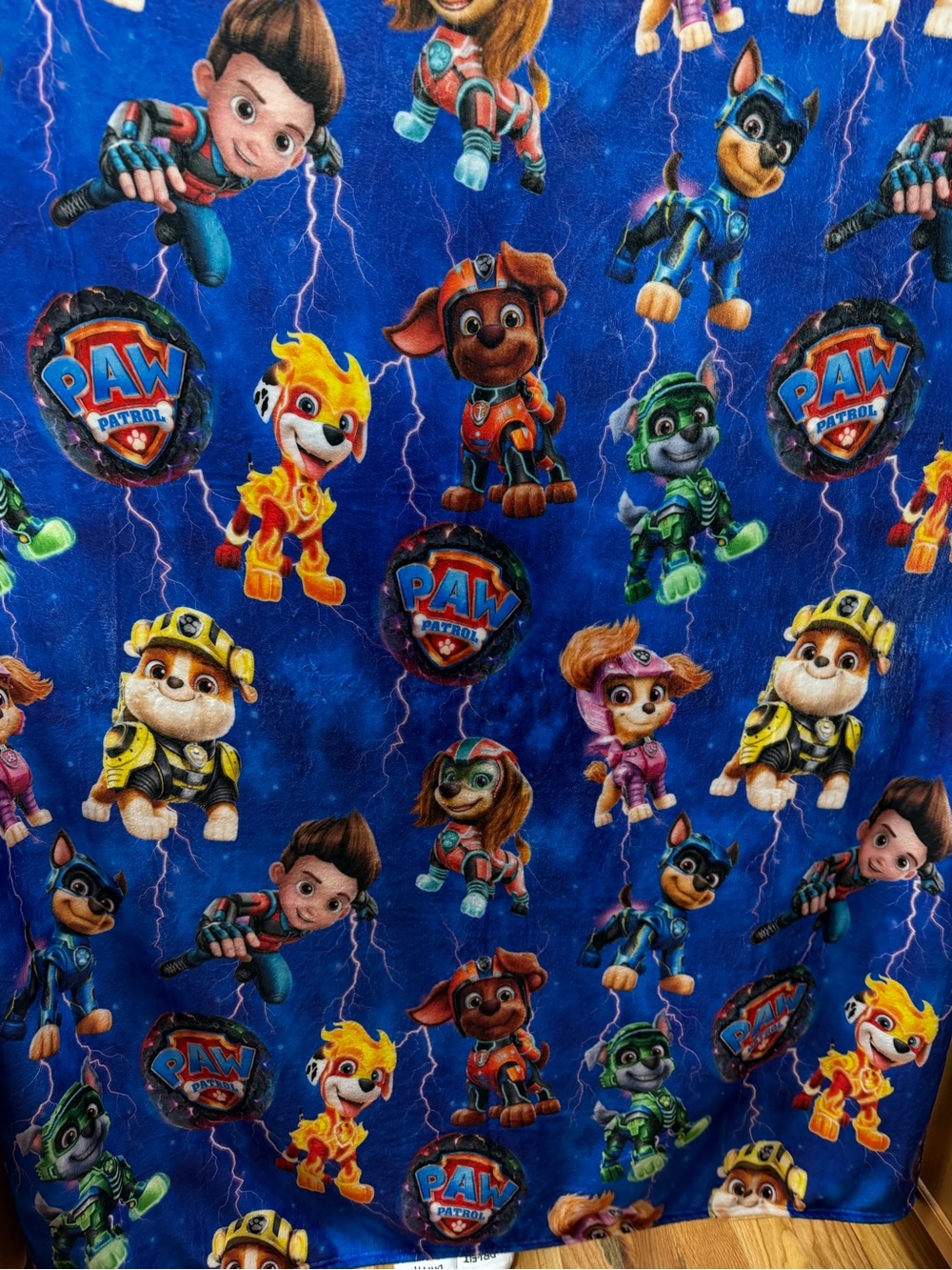 Paw Patrol Bright Blue Character Print plush blanket